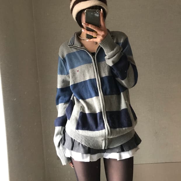 타미힐피거 스트라이프 니트집업