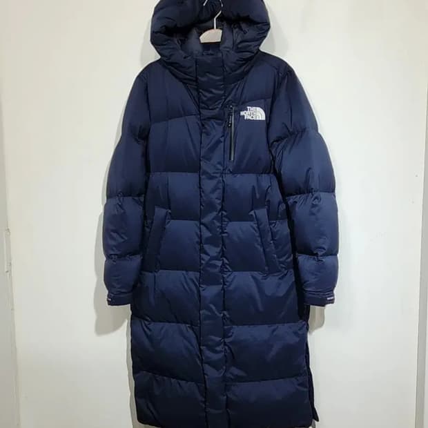 (S) 노스페이스 구스다운 롱패딩 점퍼 네이비 거위털 패딩코트 