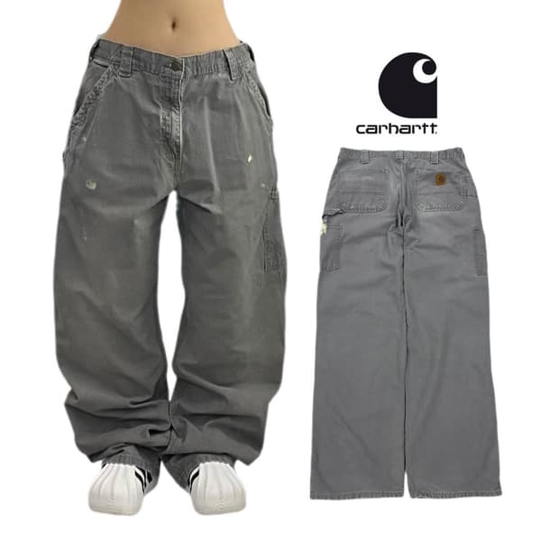 칼하트 OG 가죽패치 카펜터 페이딩 와이드 워크팬츠