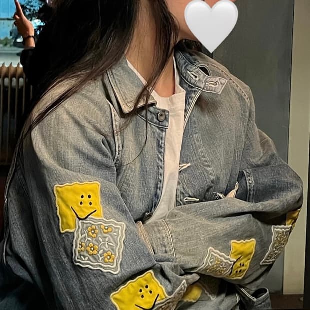 캐피탈 KAPITAL CACTUS 커버롤 스마일 패치 데님 자켓