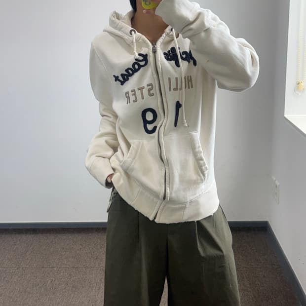 Hollister 홀리스터 스펠아웃로고 아이보리 후드집업