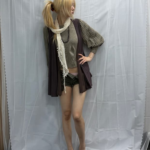 [Vintage] Layered Two-Tone Vest
