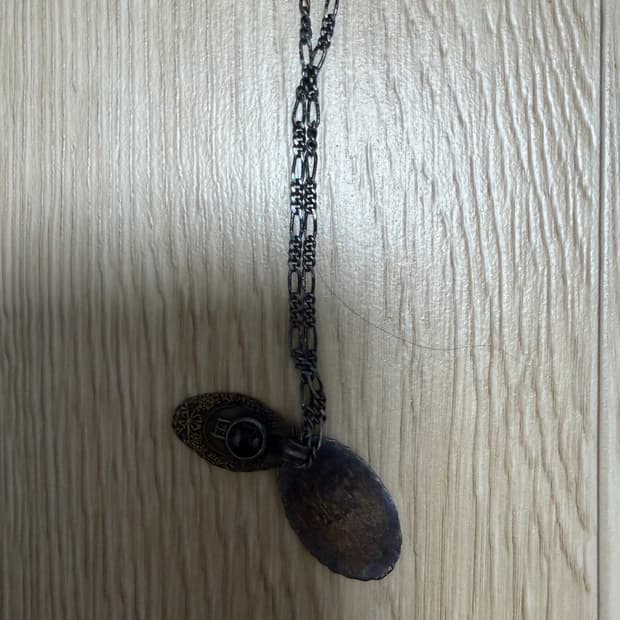 빈티지 검정 오팔석 실버 목걸이