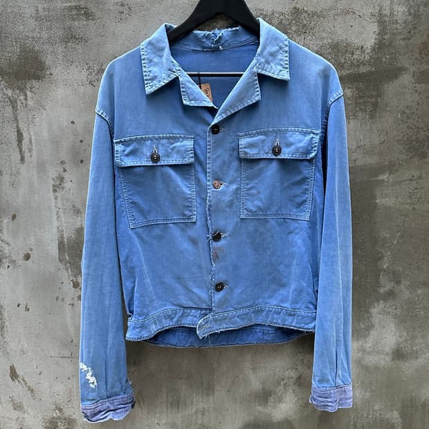 60's 프렌치 워크 자켓 크롭 하드에이징 자켓