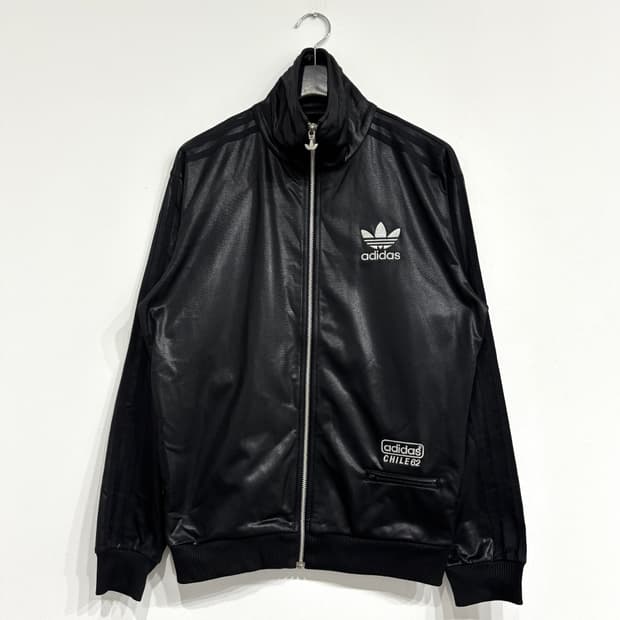 아디다스 블랙/실버 져지 트랙탑