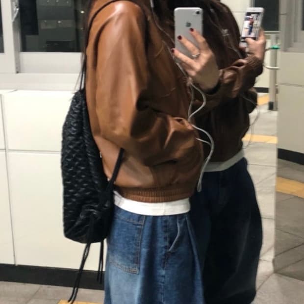 아디다스 포우 레더 자켓 브라운