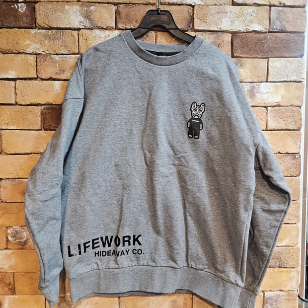 상태최상)라이프워크 불독 맨투맨 멜란지 그레이