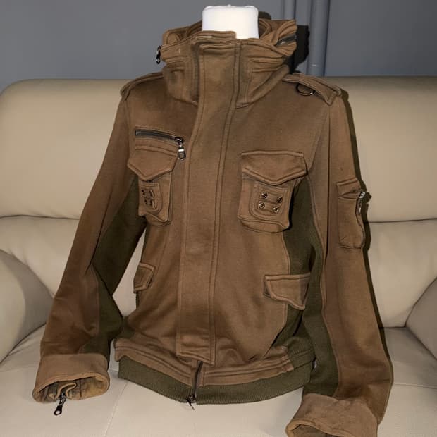 pocket detail ribbed bono jacket