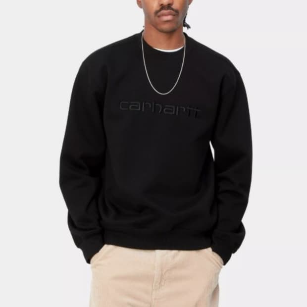 칼하트 WIP 남성 기모 로고 맨투맨 블랙 M
