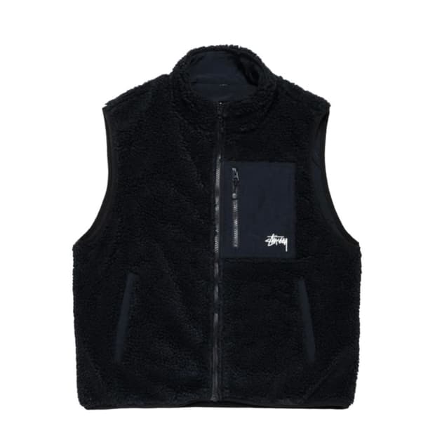 스투시 쉐르파 리버시블 베스트 블랙