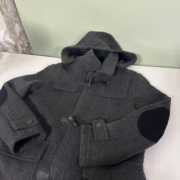 M 95 빈폴 진그레이 후드탈부착 엘보우패치 더플코트