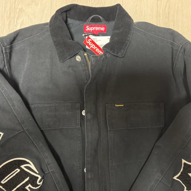 슈프림 올드 잉글리쉬 캔버스 워크 자켓 블랙 - 25SS (L)