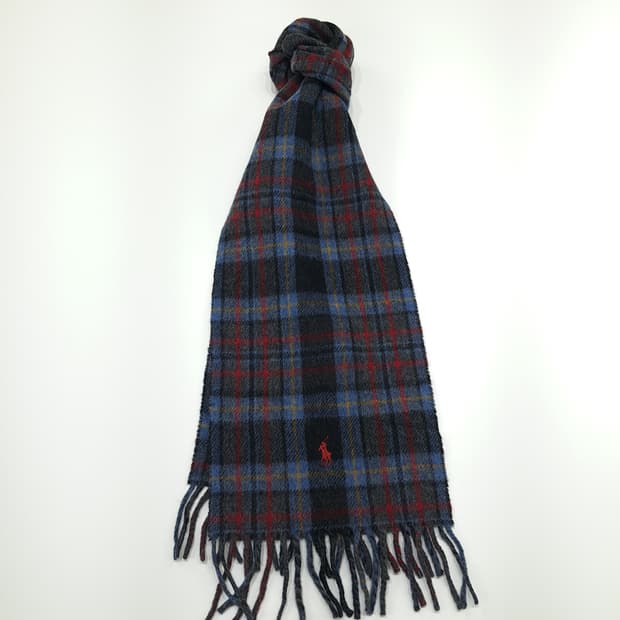 MX258 폴로 랄프로렌 타탄체크 윈도우페인 양면 버진울 목도리 머플러