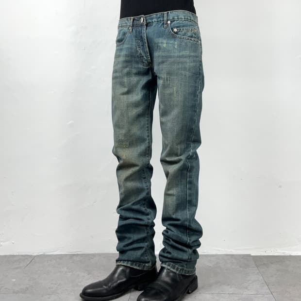 Indigo Wash Distressed Straight Denim