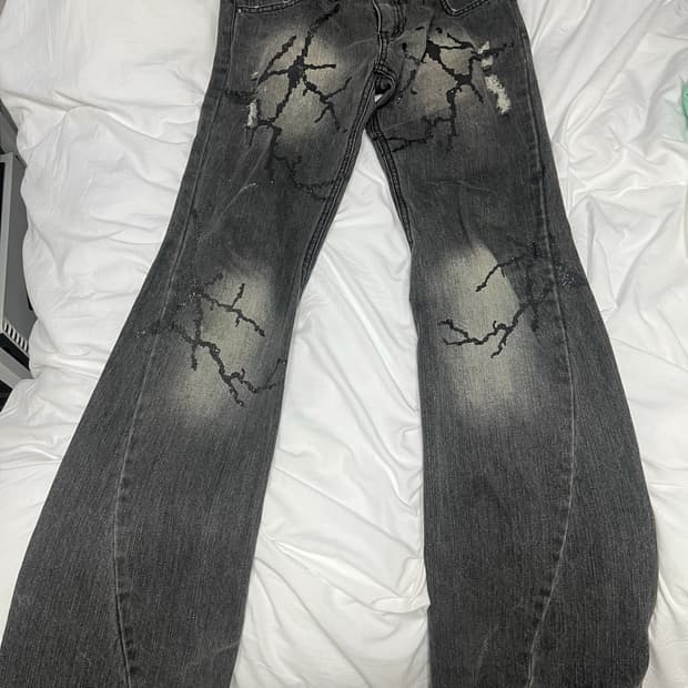 일본 빈티지 그레이 부츠컷 디테일 데님