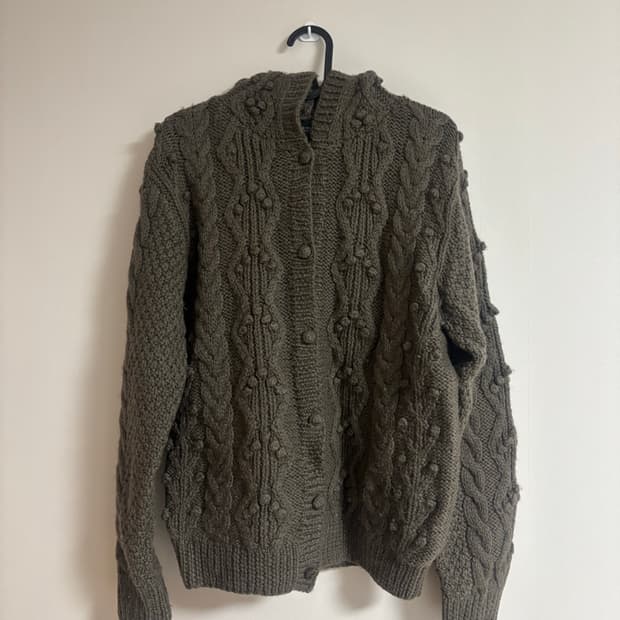 빈티지) 후드 퐁퐁 가디건