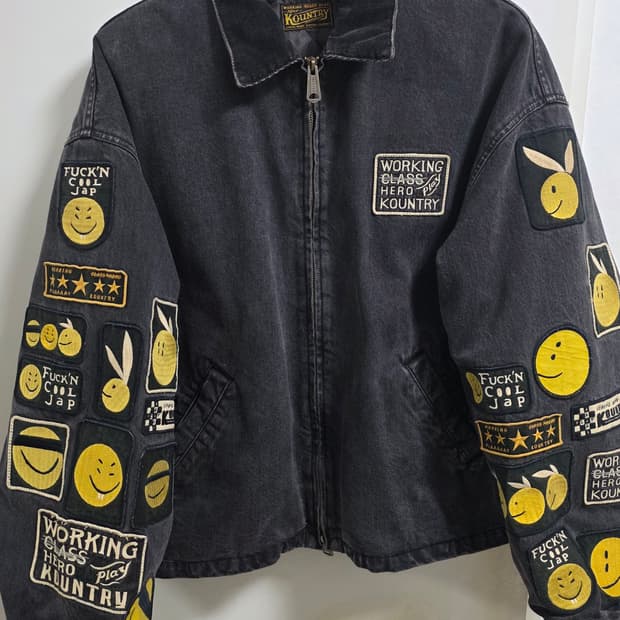 캐피탈 14온즈 블랙 X 블랙 데님 티백 드리즐러 자켓 아나키 레인보위 