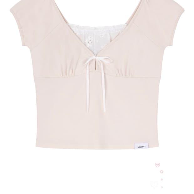 드라이로즈 핑크 레이스 탑