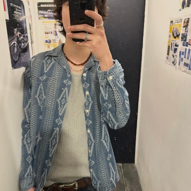 RRL Indigo Jacquard Western Shirt
