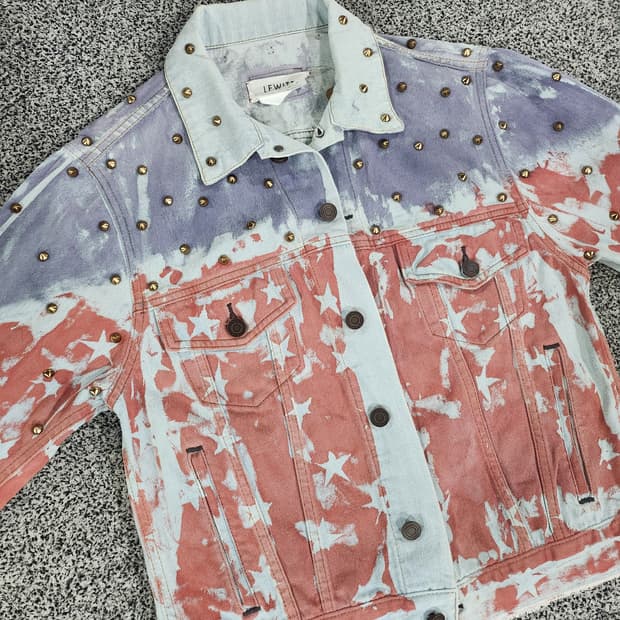 스트릿 감성 타이다이 스타패턴 데님자켓