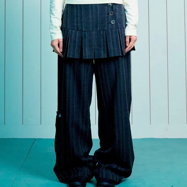 더콜디스트모먼트 스커트 레이어드 버튼 팬츠 L