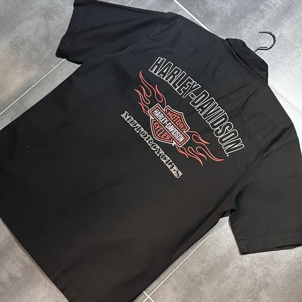 [HARLEY-DAVIDSON] 빅 로고 백 포인트 블랙 셔츠