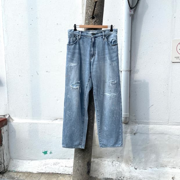 존불 디스트레스드 페인팅 데님 팬츠 (33inch)