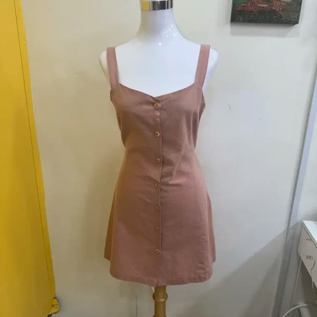 vtg 핑크 버튼다운 원피스