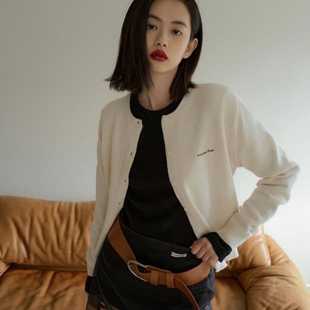 오버듀플레어 울 가디건 크림