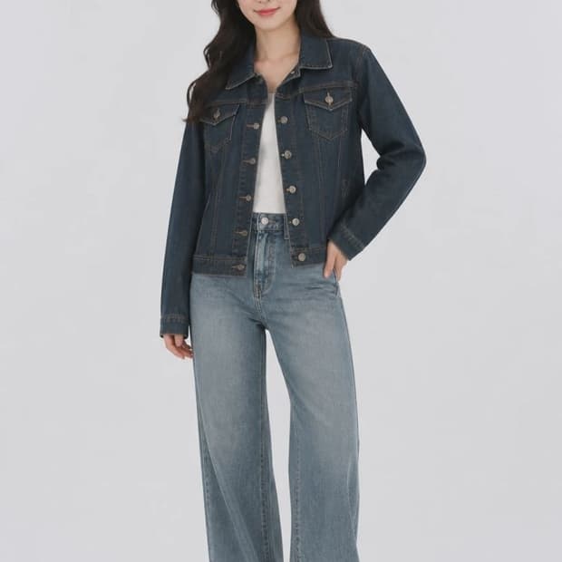 네이비 여자 XXL 데님 자켓 O0648