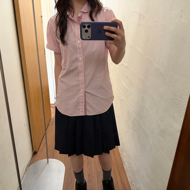 꼼데가르송 체크 반팔 셔츠 레드