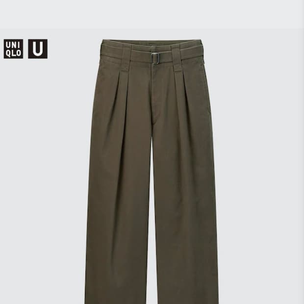 22fw 유니클로U 벨티드 턱 와이드 코튼 팬츠 76cm
