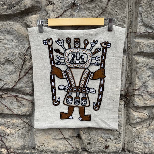 페루 티티카카 호수 빈티지 수공예 자수 쿠션 커버