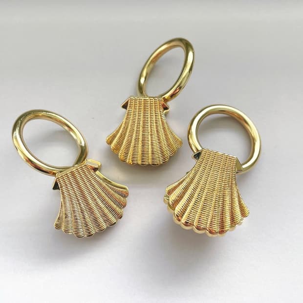  일본 빈티지 조개모양 커튼 클립 6개 세트