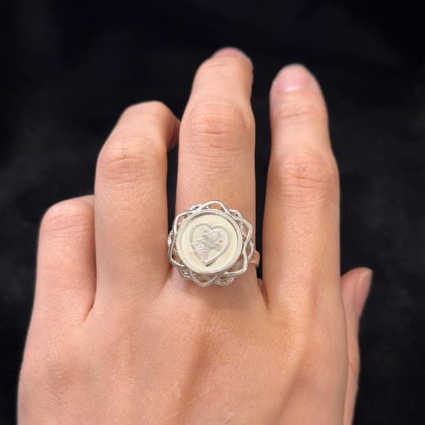 Vintage Sterling Silver Etched Rose Of T