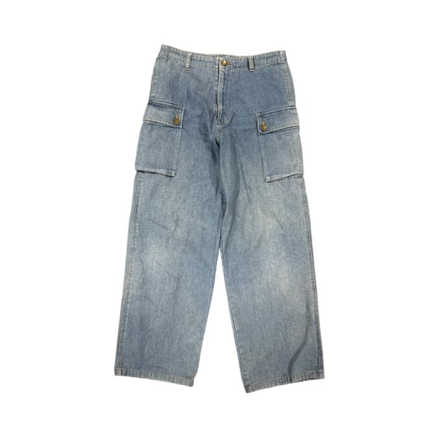 W-L) 빈티지 JPN 라이트블루 멀티포켓 데님 카고팬츠 BD-059