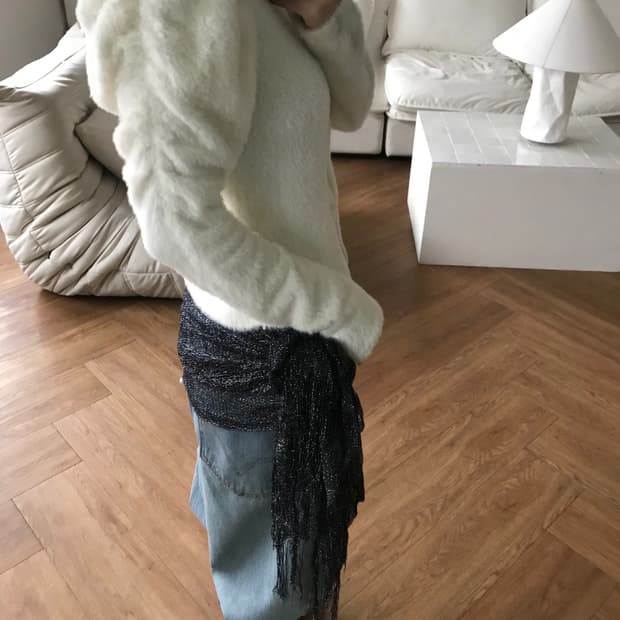 vintage ivory puff cardigan