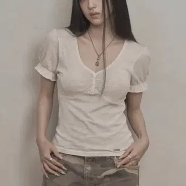 카키포인트 puff slub t 퍼프티
