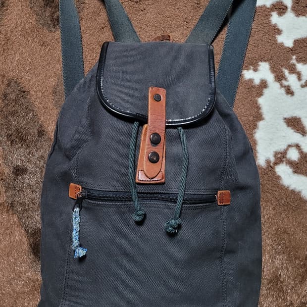 일본 빈티지 가죽 패브릭 백팩