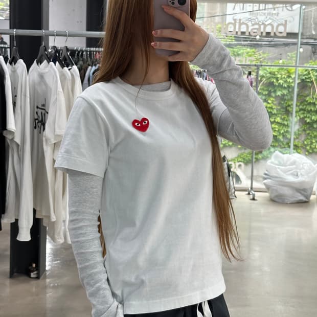 꼼데가르송 플레이 하트 반팔티