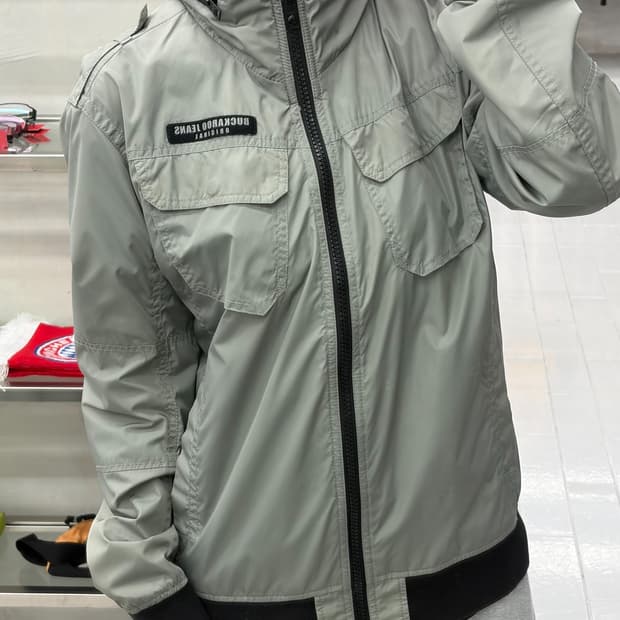 버카루 00s 나일론 하이넥 바이커 자켓