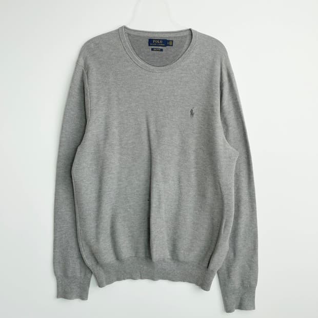 A2 폴로 랄프로렌 그레이 피마코튼 라운드넥 니트 스웨터 110사이즈