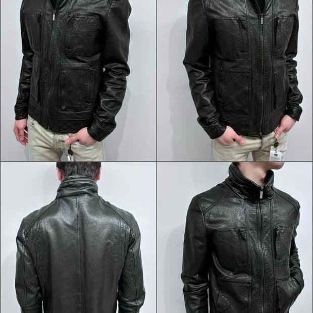 Italian Lambskin Multi Pocket High Neck 