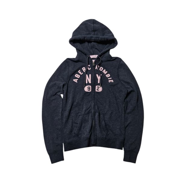 아베크롬비 회핑 진회 핑크 후드집업 딱붙 아치로고 스펠아웃 M