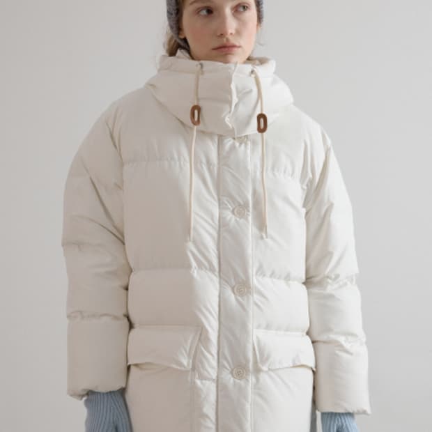 썸웨어버터 하프 패딩 아이보리