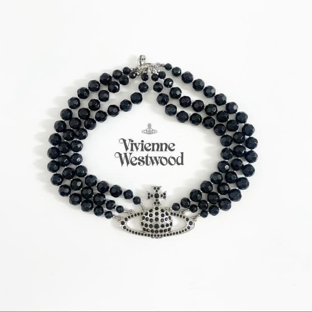 비비안웨스트우드 아카이브 메살린 블랙 크리스탈 orb 트리플 레이어 초커