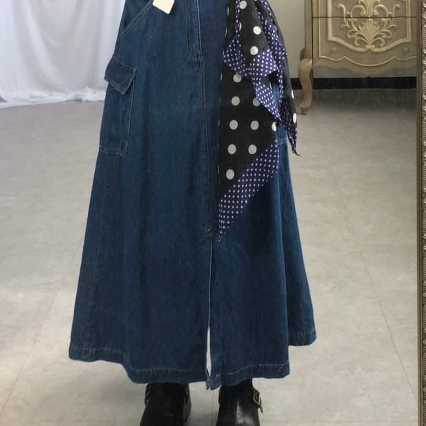 Denim cago long skirt