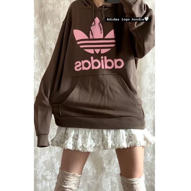 아디다스 후드티 브라운핑크 빈티지