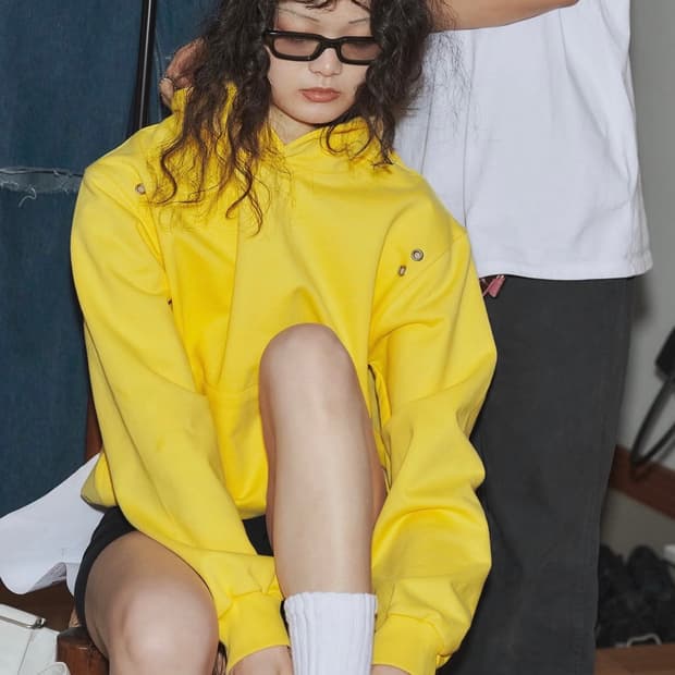 플리즈프로젝트 투웨이지퍼 옐로우 후드티