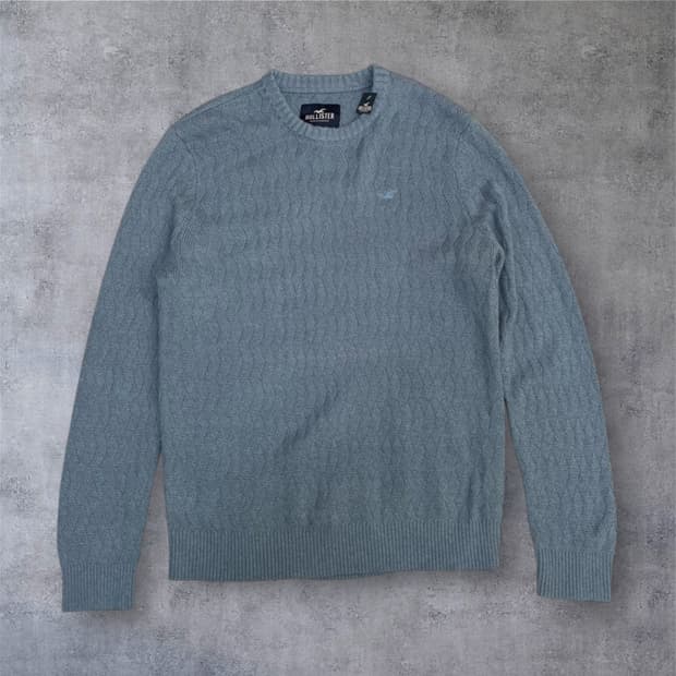 홀리스터 Hollister 스카이블루 헤링본 패턴 라운드넥 니트 XL